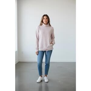 Mondetta Light Pink Pullover Sweatshirt Drawstring Hem Small